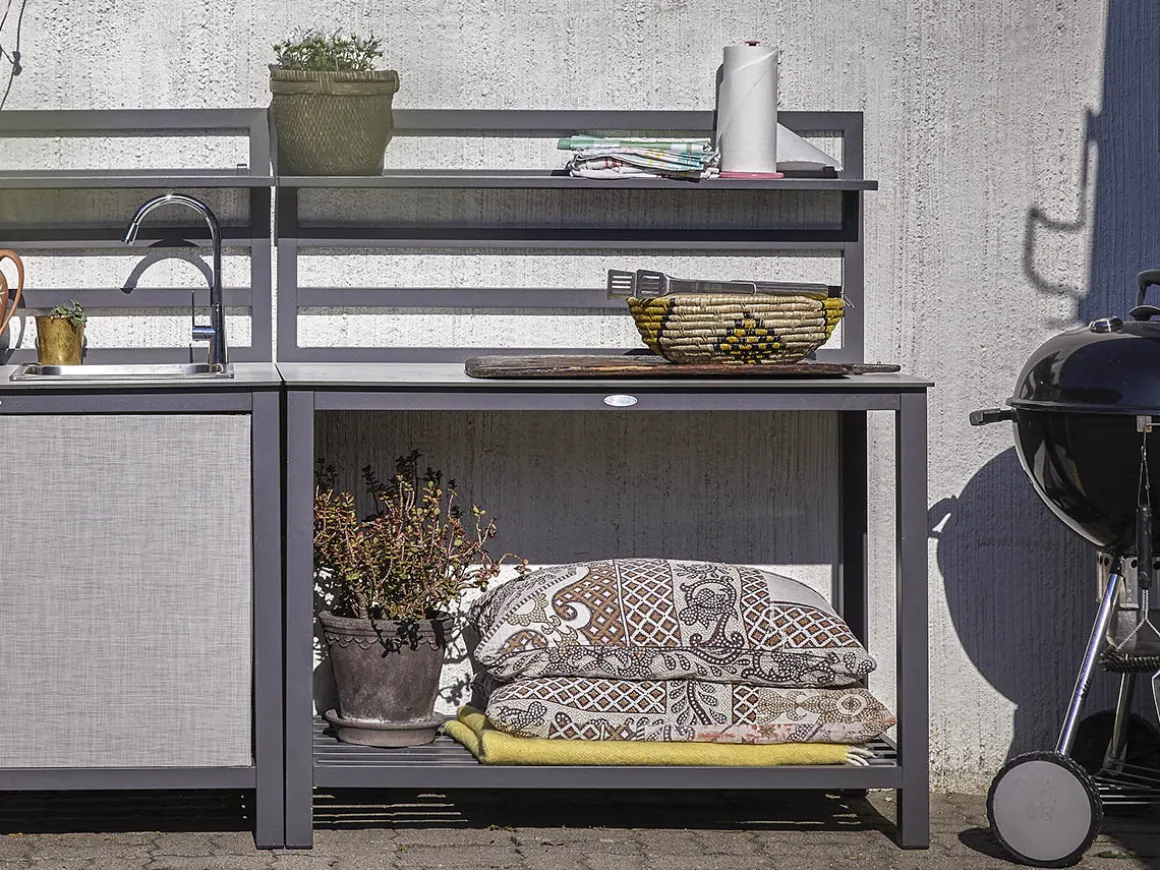 ÅMINNE UTEKÖK/ARBETSBÄNK KOMPLETT GRÅ ALUMINIUM