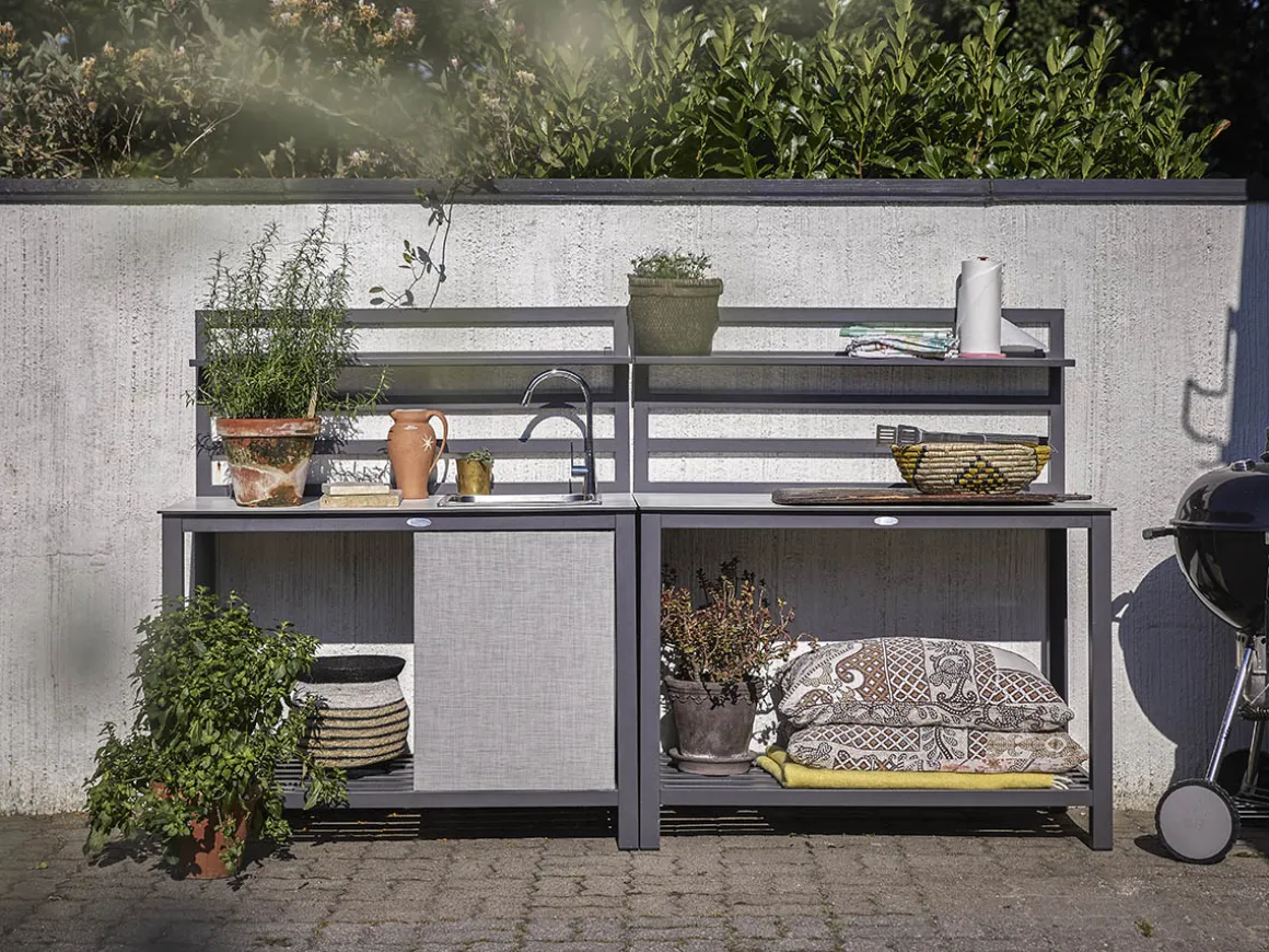 ÅMINNE UTEKÖK/ARBETSBÄNK KOMPLETT GRÅ ALUMINIUM